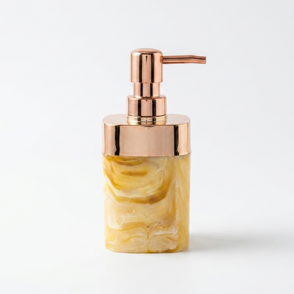 AM7785 ELEGANT MARBLE FINISH SOAP DISPENSER WITH ROSE GOLD PUMP FOR MODERN HOME DECOR