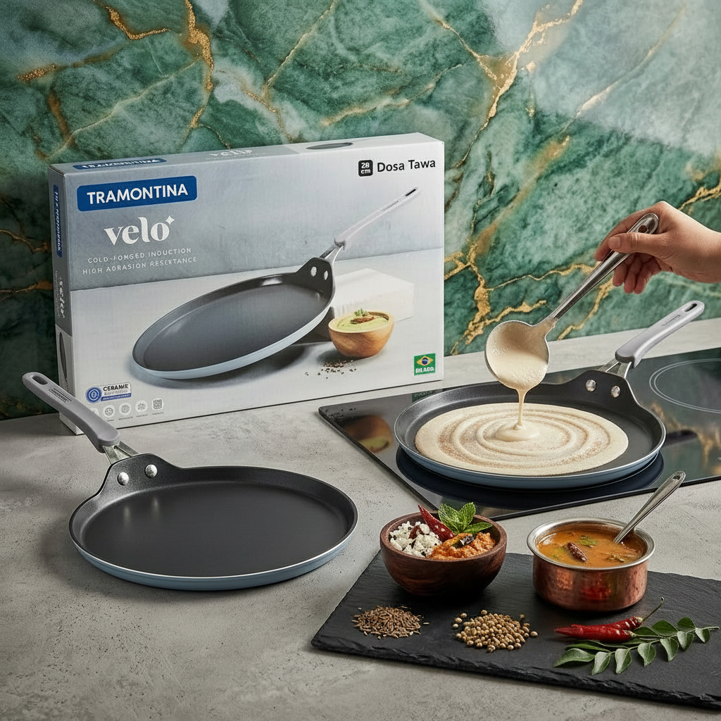 AM7394 Tramontina Velo 28 cm Cold-Forged Induction Dosa Tawa (Sea)