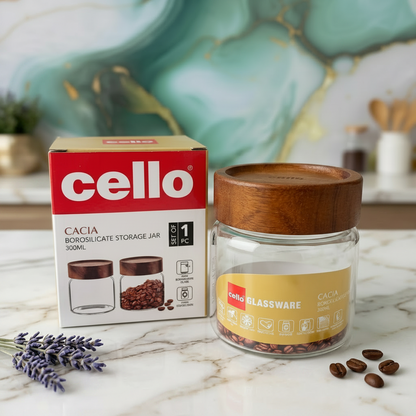 AM7435 Cello Cacia Borosilicate Glass Storage Jar, 300ml