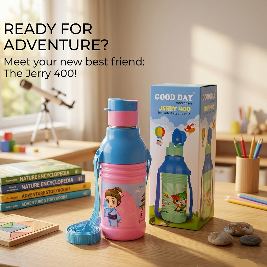 AM7361 Good Day Acerogen Jerry 400 Insulated Steel Water Bottle for Kids (400ml)