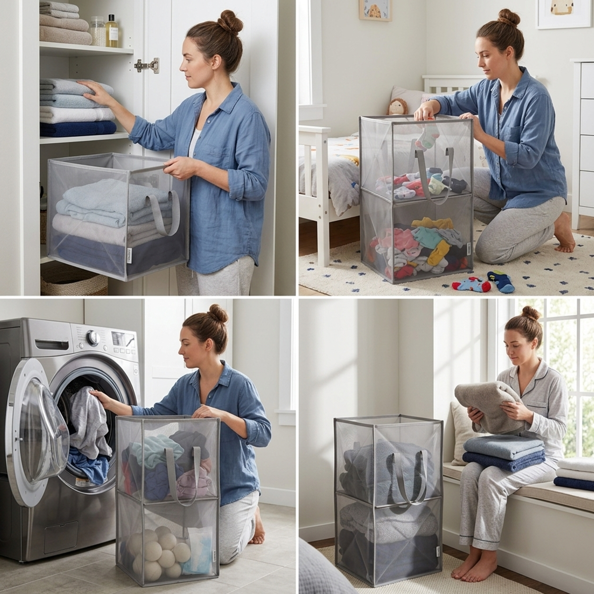 AM7719 FOLDABLE LARGE CAPACITY LAUNDRY BASKET FOR CLOTHES STORAGE AND EFFICIENT HOME ORGANIZATION SOLUTIONS