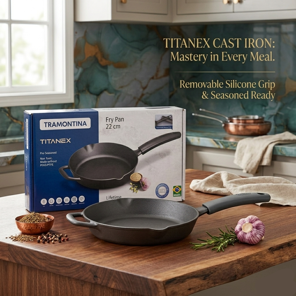 AM7414 Tramontina TITANEX Pre-Seasoned Cast Iron Frypan - 22 cm