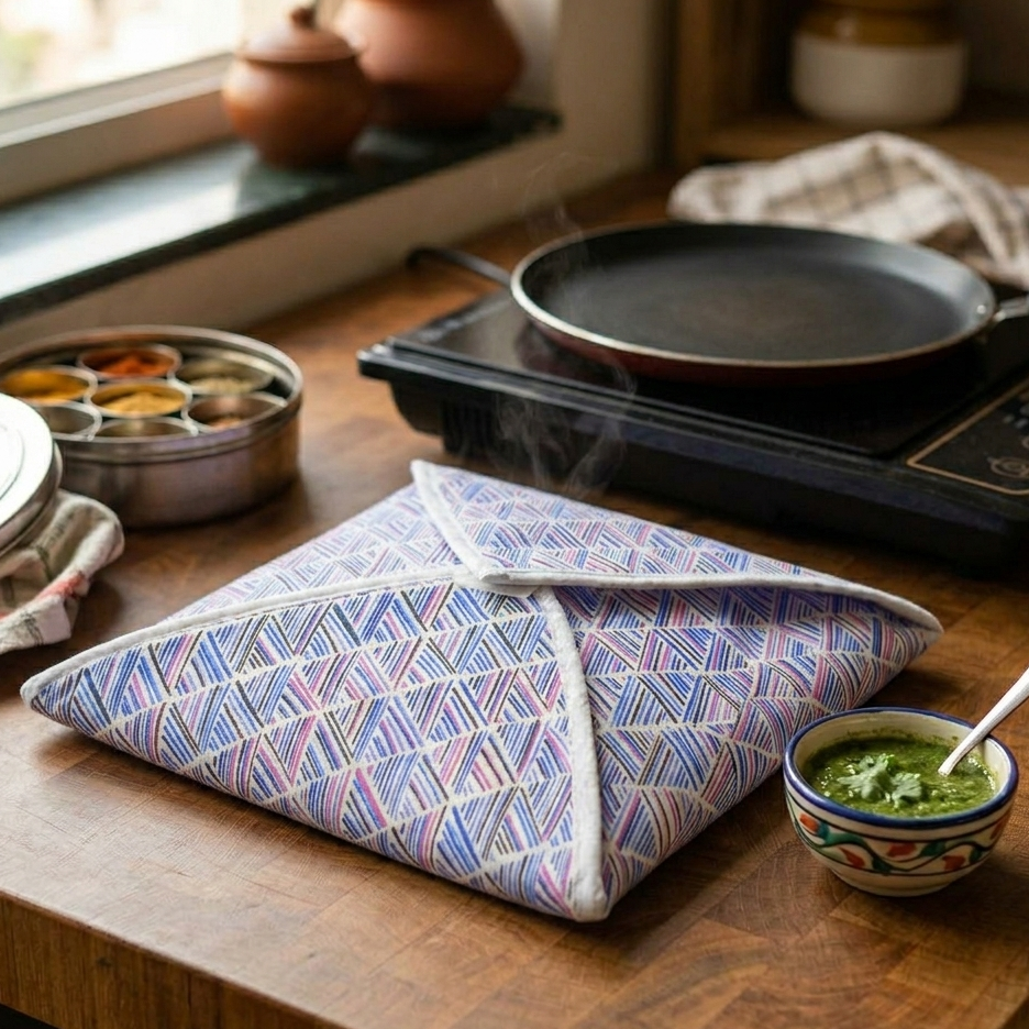 AM6214 Stylish Square Cotton Roti Cover with Abstract Pattern