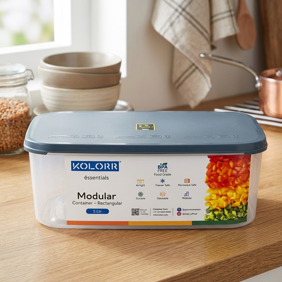 AM6750 Kolorr Essentials Modular Rectangular Storage Container - 5 Ltr