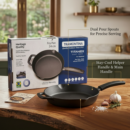 AM7415 Tramontina TITANEX Pre-Seasoned Cast Iron Frypan – 24 cm