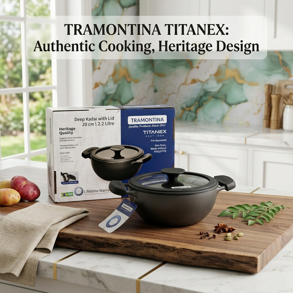 AM7411 Tramontina TITANEX Pre-seasoned Cast Iron Deep Kadai - 20 cm