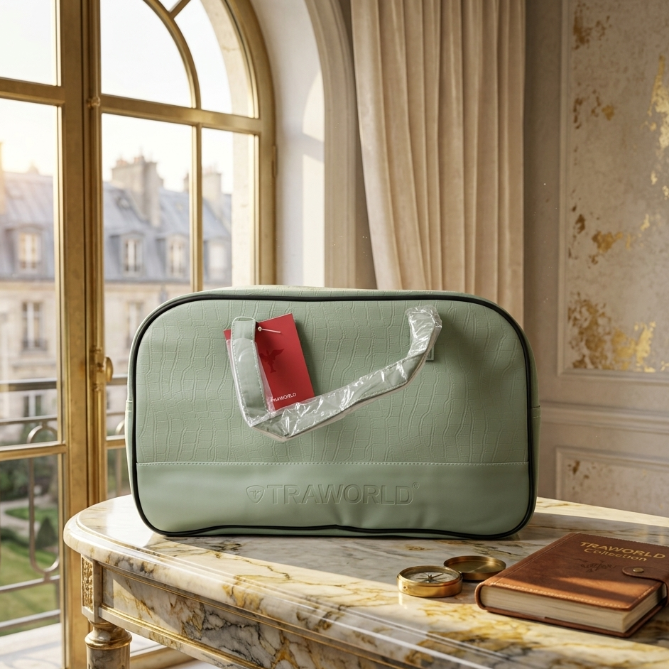 AM7153 Traworld Cult 001 Sage Green Croc-Textured Travel Bag