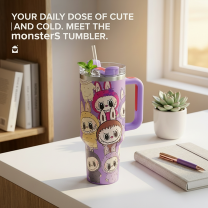 AM7248 Labubu Bunny Tumbler with Handle - Multicolour