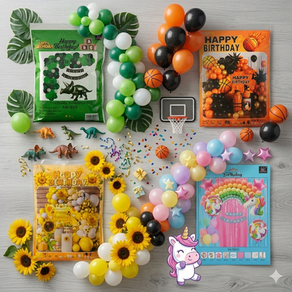 AM7680 Kids Birthday Theme Decoration Combo Kit with Foil Balloons Garland Arch for Party 1-Set