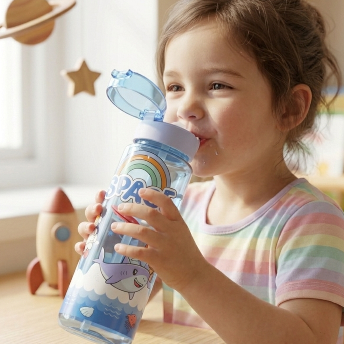 AM6882 Premium Printed Transparent Plastic Water Bottle