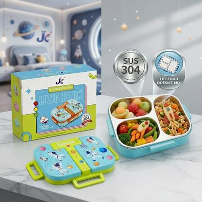 AM7375 Premium 3-Compartment Space-Themed Stainless Steel Lunch Box for Kids