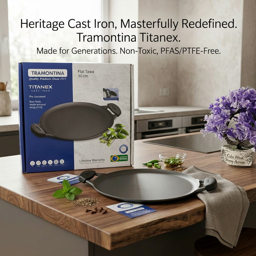 AM7406 Tramontina TITANEX Pre-seasoned Cast Iron Twin Handle Tawa - 30 cm
