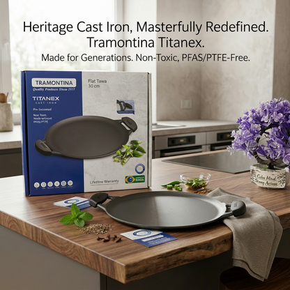 AM7406 Tramontina TITANEX Pre-seasoned Cast Iron Twin Handle Tawa - 30 cm