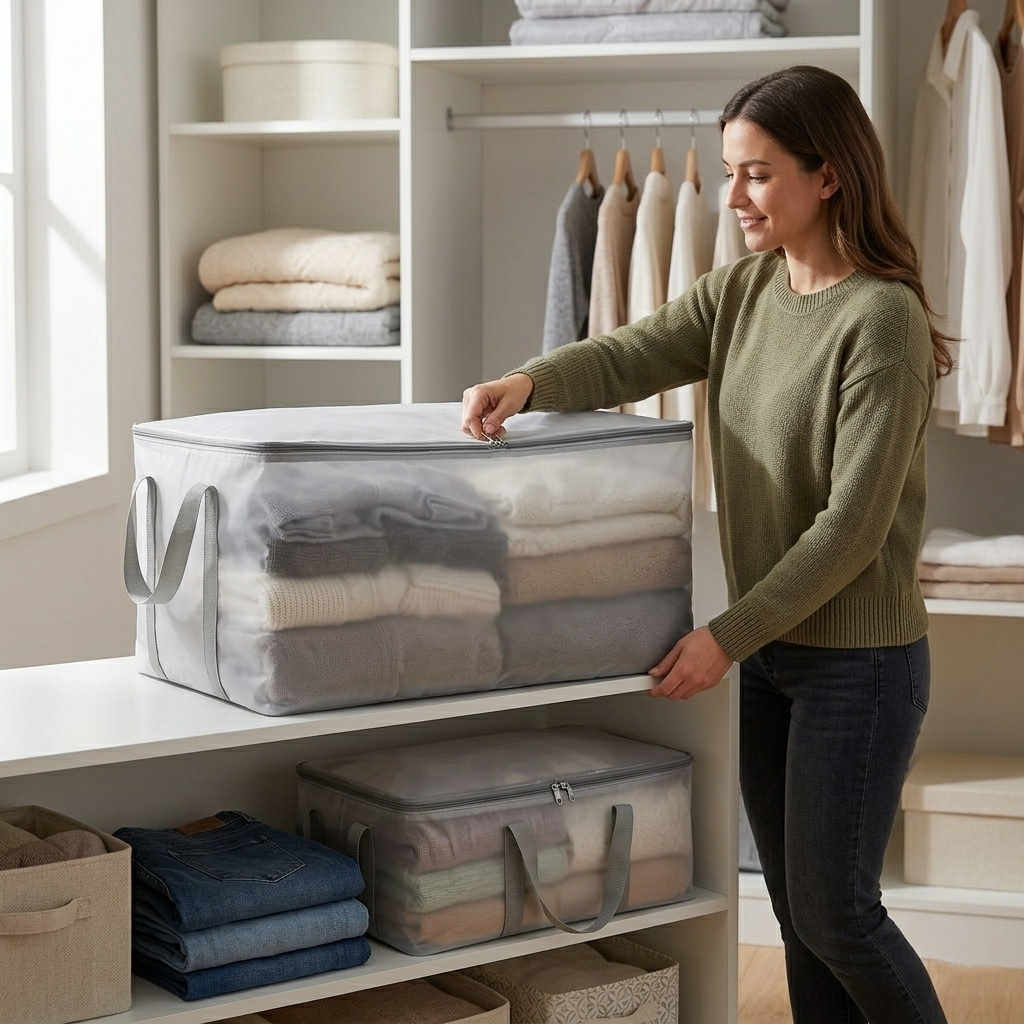 AM7720 LARGE CAPACITY FOLDABLE STORAGE BAG FOR ORGANIZED CLOTHING STORAGE AND EFFICIENT HOME MANAGEMENT