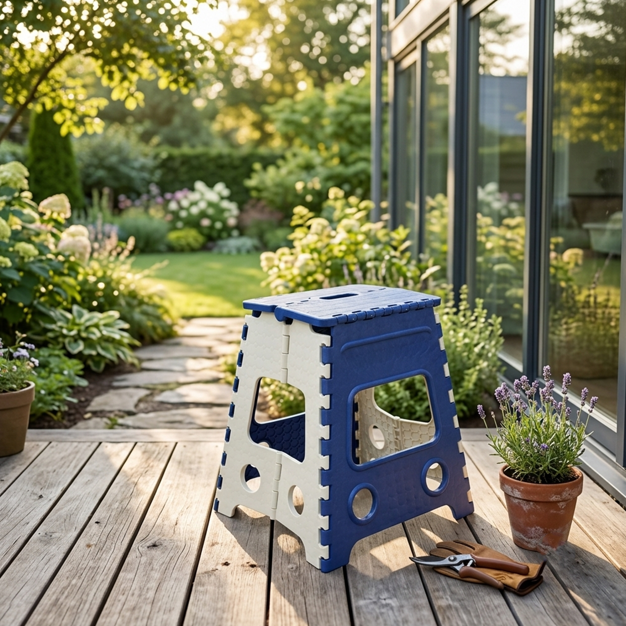 AM4526 Foldable Heavy-Duty Plastic Step Stool - 18 inch with Carrying Handle