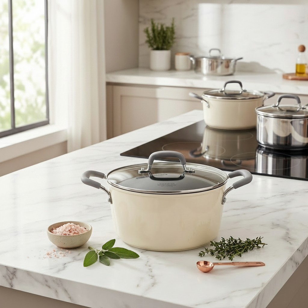 AM7397 Tramontina Velo 24 cm Forged Casserole with Glass Lid (Sand)