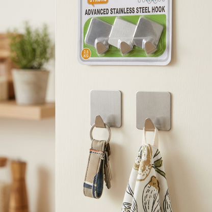 AM7715 HEAVY DUTY ADHESIVE STAINLESS STEEL HOOKS FOR WALL MOUNTING STORAGE AND HOME ORGANIZATION