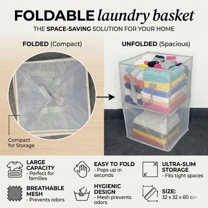 AM7719 FOLDABLE LARGE CAPACITY LAUNDRY BASKET FOR CLOTHES STORAGE AND EFFICIENT HOME ORGANIZATION SOLUTIONS
