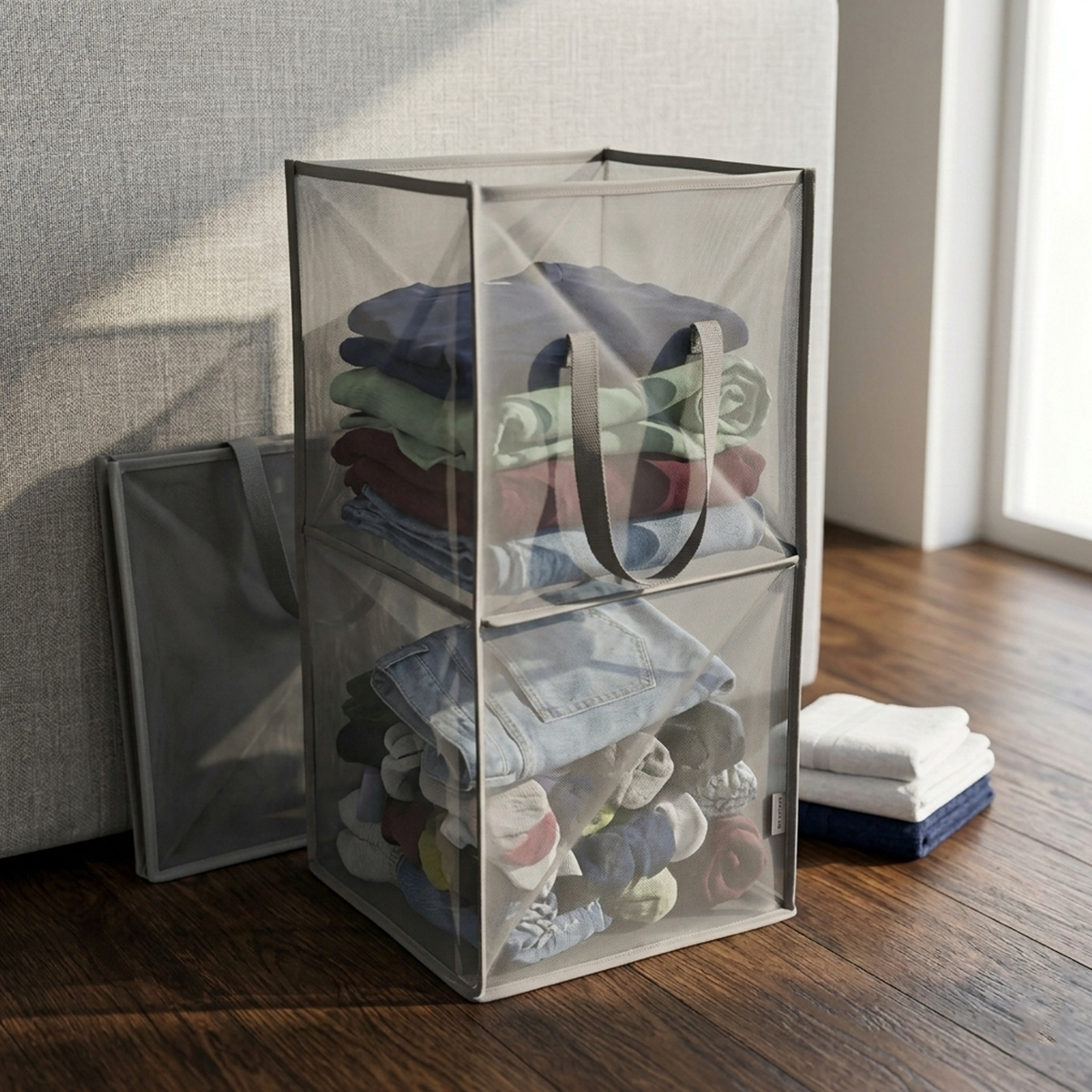 AM7719 FOLDABLE LARGE CAPACITY LAUNDRY BASKET FOR CLOTHES STORAGE AND EFFICIENT HOME ORGANIZATION SOLUTIONS