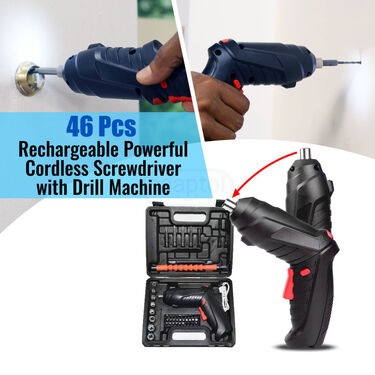 AM5049 Rechargeable Powerful Cordless Screwdriver With Drill Machine 48 Pcs