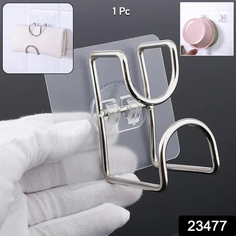 23477  Transparent Double Loop Adhesive Wall Hook – 1 Pc