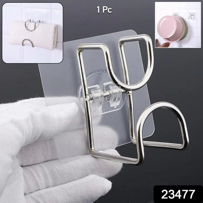 23477  Transparent Double Loop Adhesive Wall Hook – 1 Pc