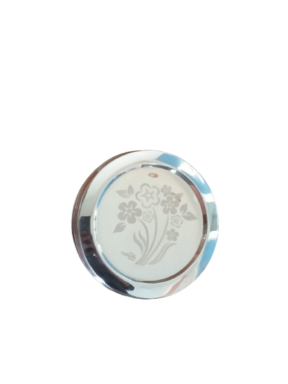 AM2963 Madhuram Prime Quality Mira Dabba No.1 7.7X16 mm Stainless Steel Flower Design Mirror Finish Dabba Set of 1