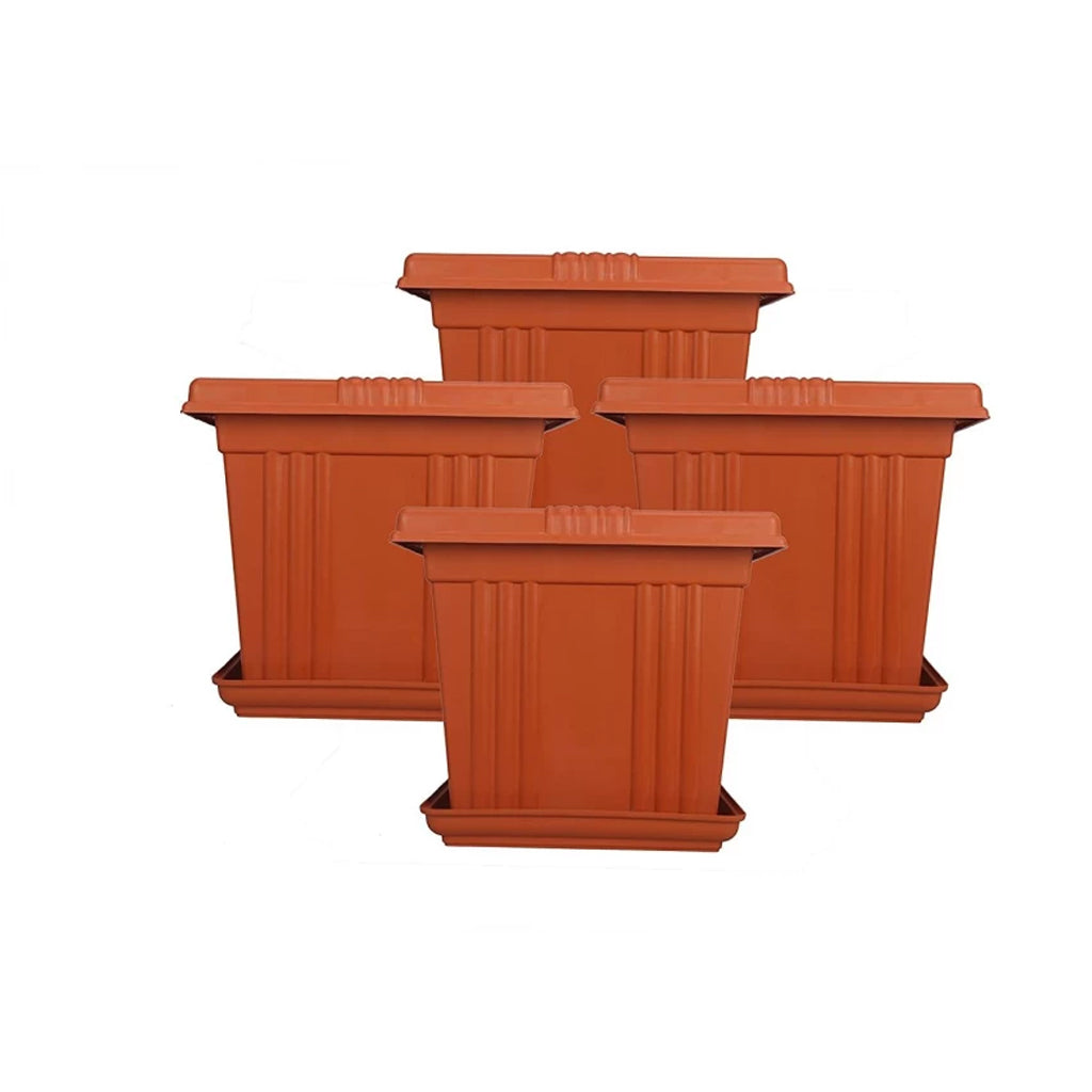 AM0935 Flower Pot Square Plastic Plant 12 Inch Saucer Tray Plant Pot