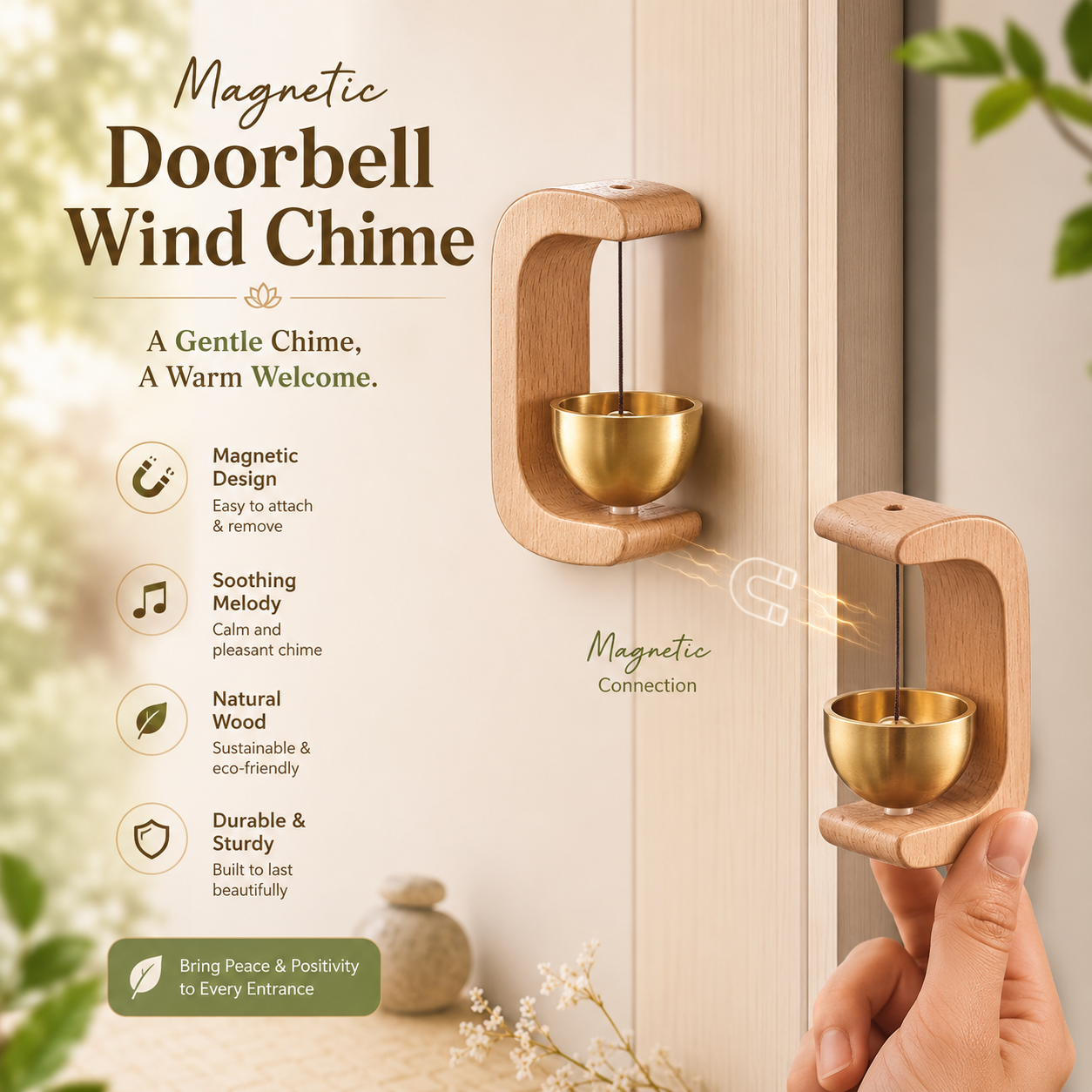 AM6985 Magnetic Wood Doorbell Chime