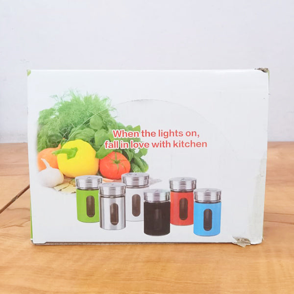 AM5396 Glass Spice Shaker Jar with Steel Lid Multicolor/Great for Spices, Herbs, Seasonings (Set of 1 Pc)
