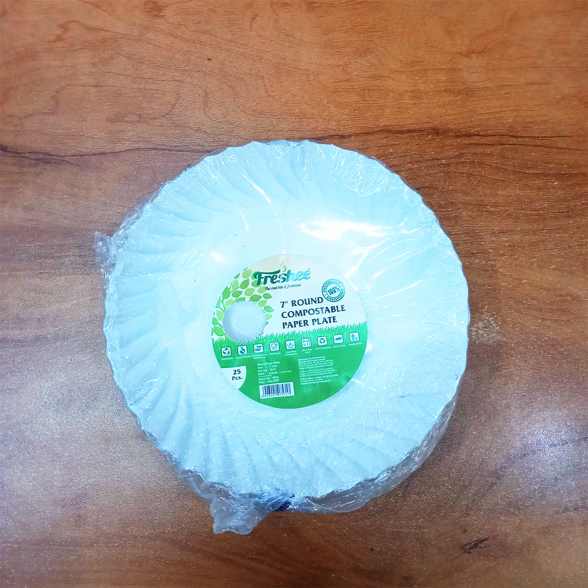 AM5731 Freshee Paper Plates 25pcs, 7inch Round Disposable Small Paper Plates for Serving Party Snacks, Food, Cakes
