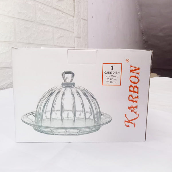 AM5402 Karbon Crystal Glass Cake Display Plate, Clear, Durable, crystal Design, Cake Stand