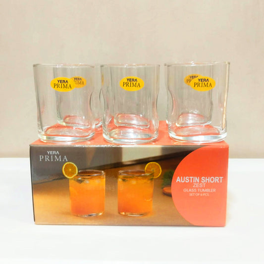 AM5648 YERA Prima Austin Short Zest Glass Tumbler Set of 6 Pcs - Each 250Ml