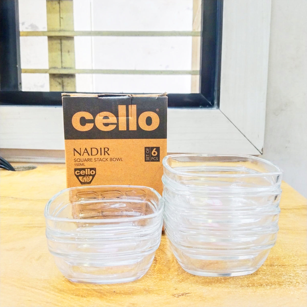 AM5682 Cello Nadir Square Stack Bowl- 150Ml (Set of 6 Pcs)