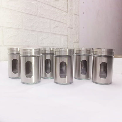 AM5396 Glass Spice Shaker Jar with Steel Lid Multicolor/Great for Spices, Herbs, Seasonings (Set of 1 Pc)