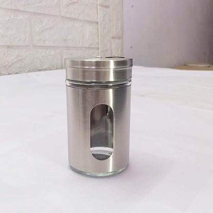 AM5396 Glass Spice Shaker Jar with Steel Lid Multicolor/Great for Spices, Herbs, Seasonings (Set of 1 Pc)