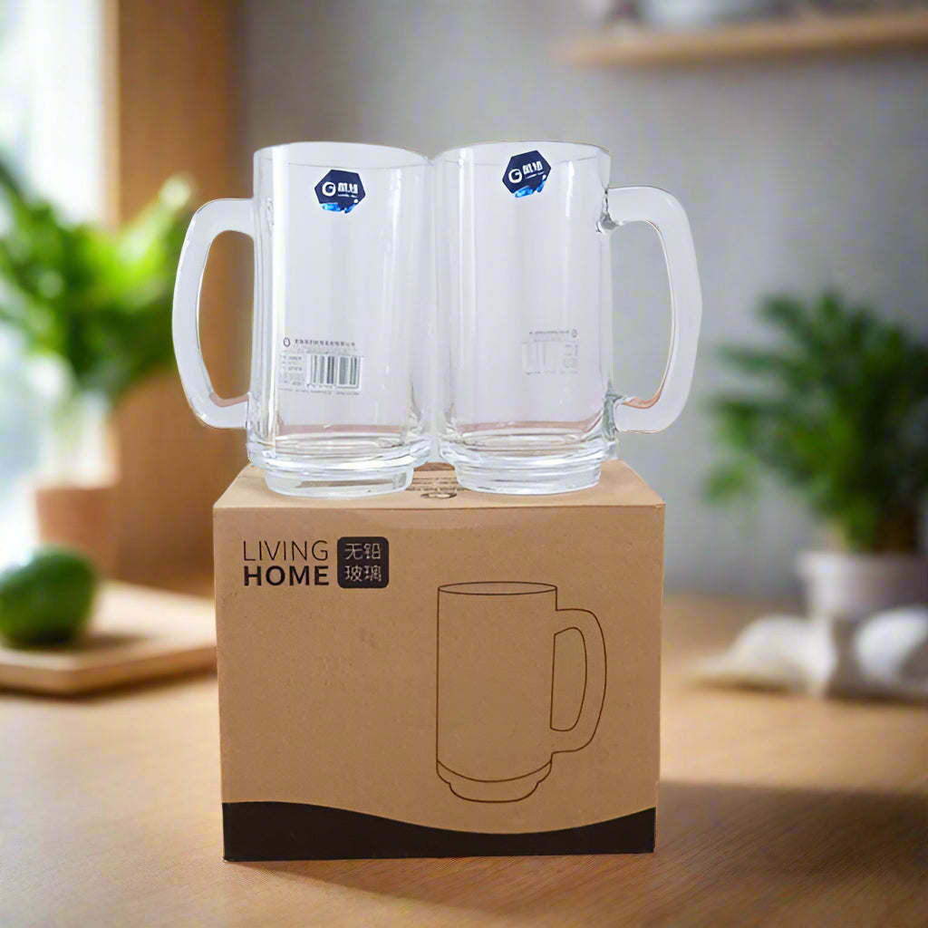 AM5384 Living Home Beer Glasses - 355ml Transparent Glasses for Beer, Drinks, Cocktail (Set of 2Pcs)