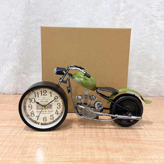 TM0114 Vintage Rustik Motorcycle Table Clock - Retro Metal Motorbike Desk Ornament - Pack Of 1