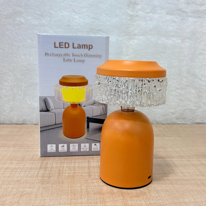 TM0095 Rechargeable Touch Dimming LED Table Lamp – 3 Color Modes & Crystal Effect Shade