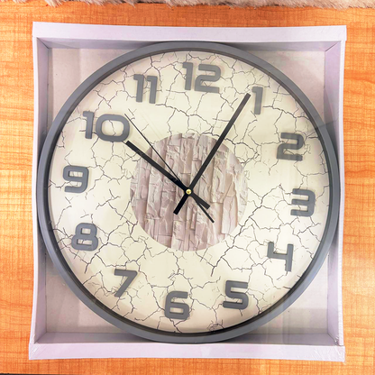TM0106 Mix Modern Wall Clock with Faux Stone Dial and Cracked Texture Finish - Pack of 1