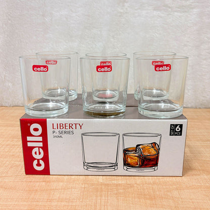 AM6584 Cello Liberty P-Series Glass Tumbler Set, 310ml (Set of 6)