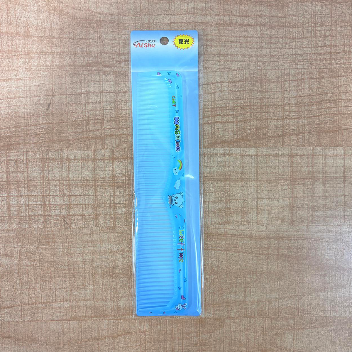 TM0121 Mix-Design Glow-in-the-Dark Blue Cartoon Hair Comb - Pack of 1pc