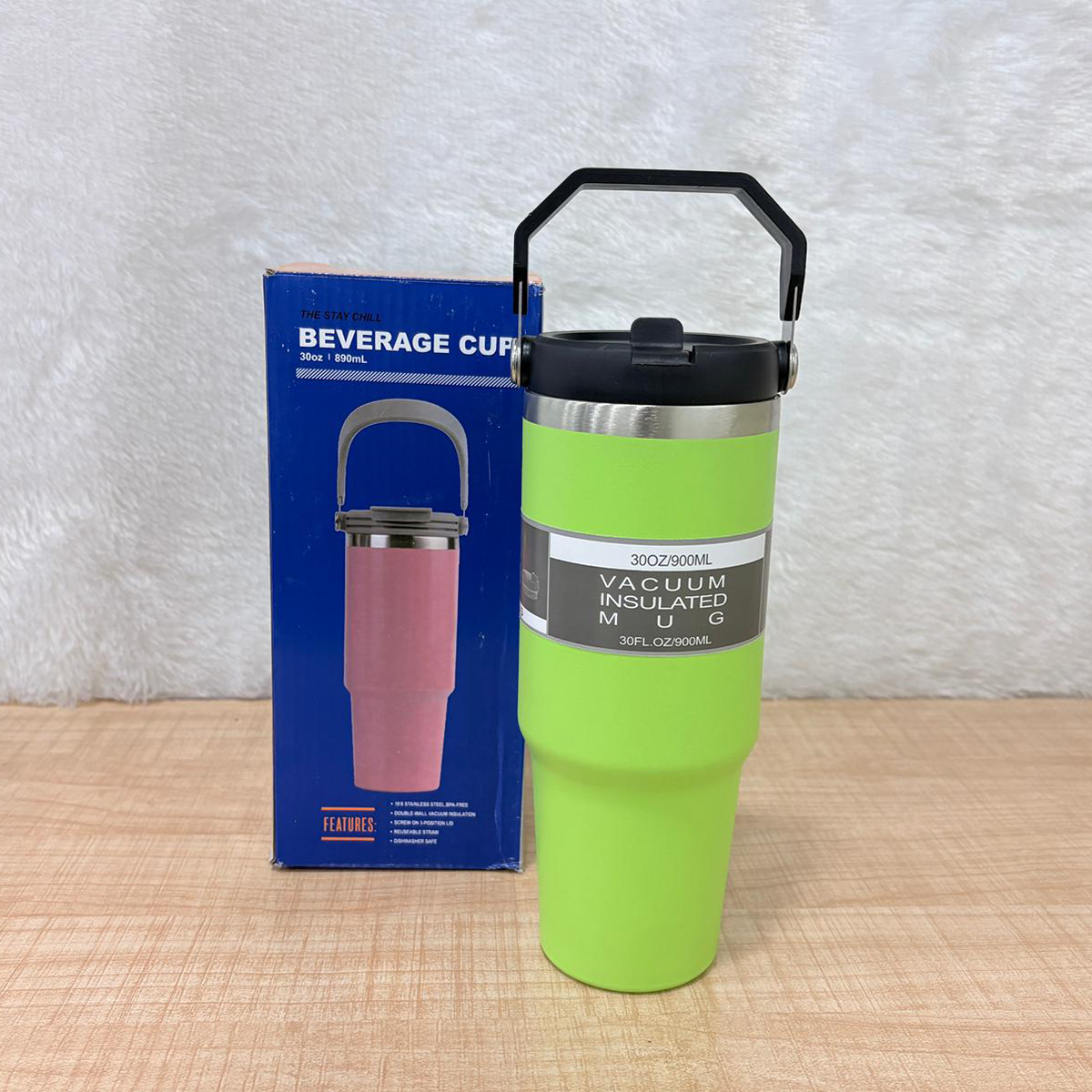 TM0099 30oz Vacuum Insulated Stainless Steel Beverage Cup with Carry Handle - 890ml