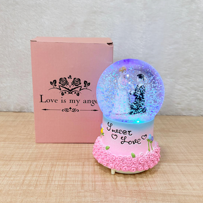 TM0119 Romantic Snow Globe - Couple Figurine with Roses Base - Pack Of 1