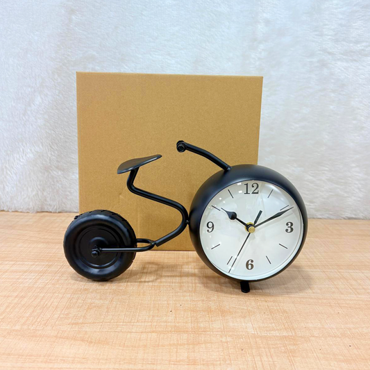 TM0110 Vintage Metal Bicycle Table Clock – Retro Desk Decor & Timepiece - Pack Of 1