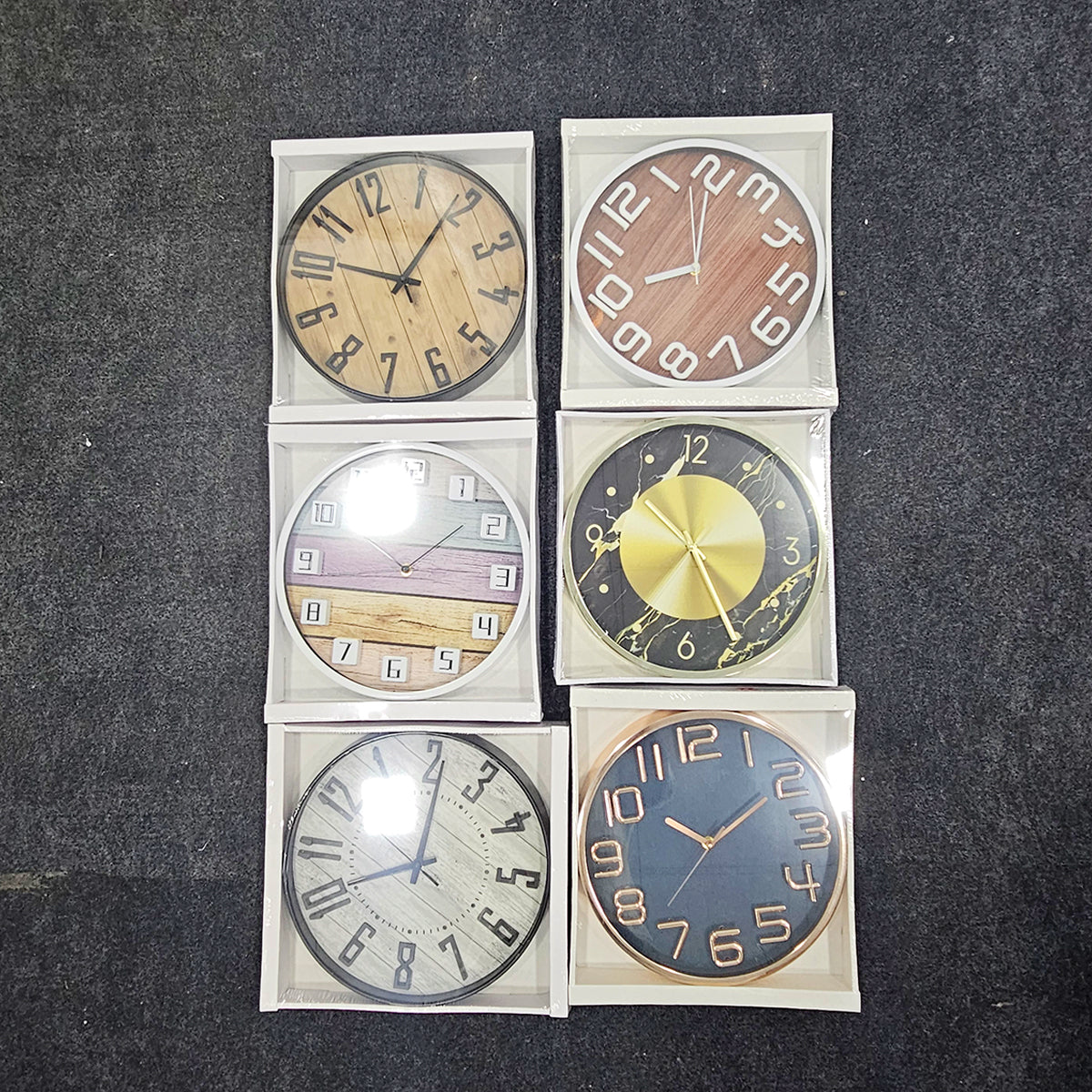AM5953 Multi-Design Cart Log Wall Clock With 3D Numbers for Living Room