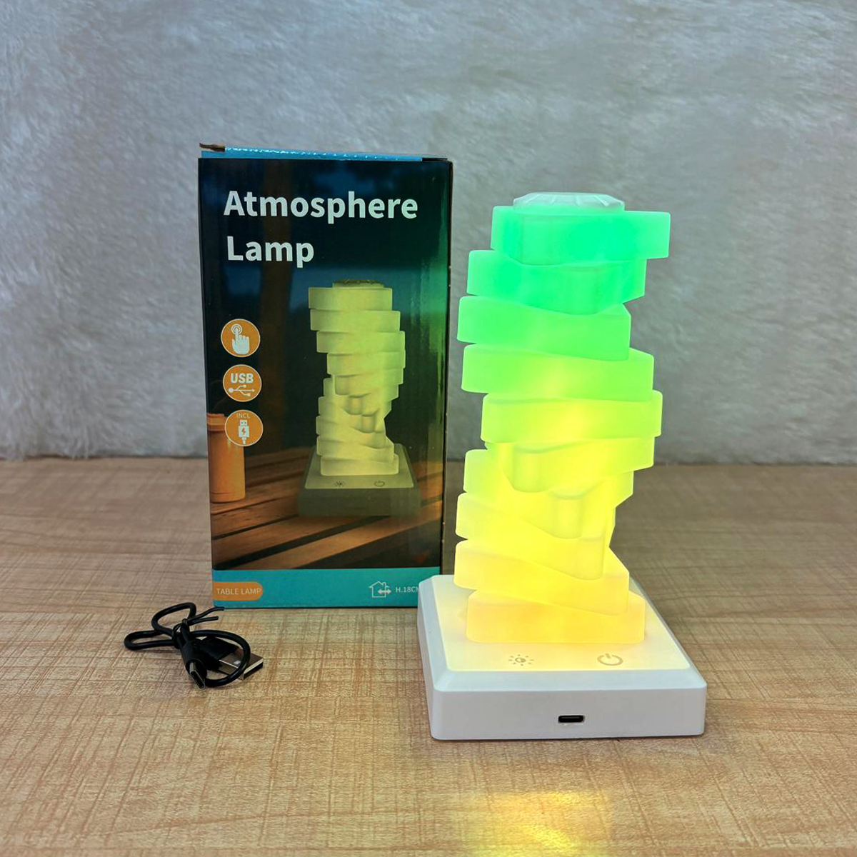TM0098 Rechargeable Spiral RGB LED Atmosphere Lamp with Touch Control
