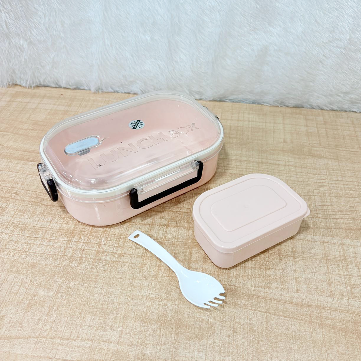 AM6664 Plastic Stylo Lunch Box with Spoon & Fork BPA-Free Plastic Container - Multi-Color Tiffin Box