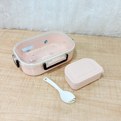 AM6664 Plastic Stylo Lunch Box with Spoon & Fork BPA-Free Plastic Container - Multi-Color Tiffin Box