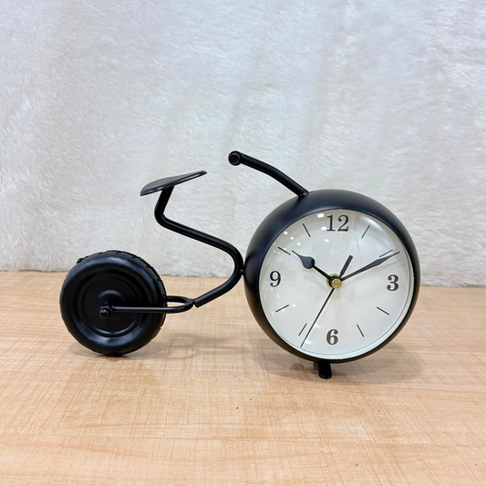 TM0110 Vintage Metal Bicycle Table Clock – Retro Desk Decor & Timepiece - Pack Of 1